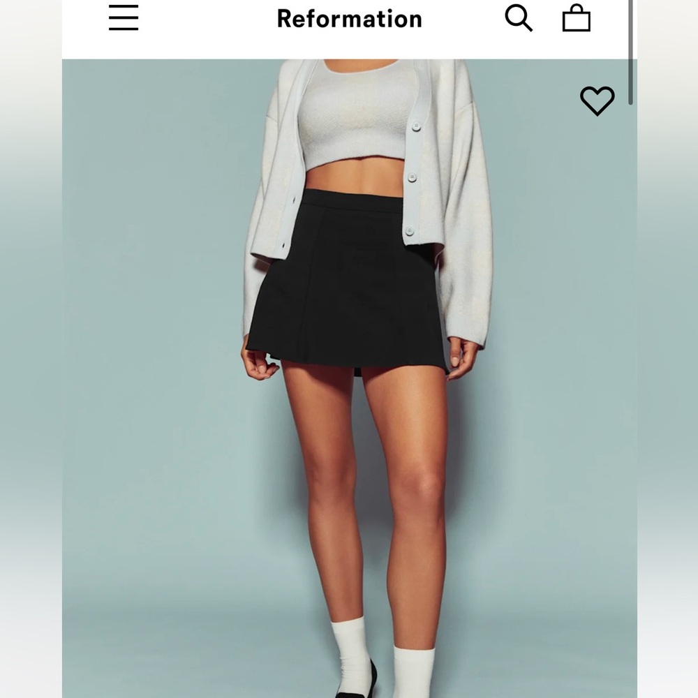 Reformation Black Liene Mini Skort Size S